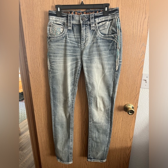 Rock Revival turquoise men’s jeans, size 30x32 only worn once, like new - Picture 1 of 5